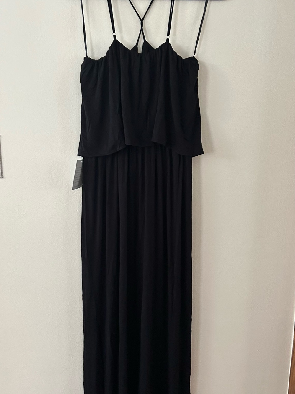 Felicity & Coco Black Maxi Dress with Crisscross Straps size large Nordstrom